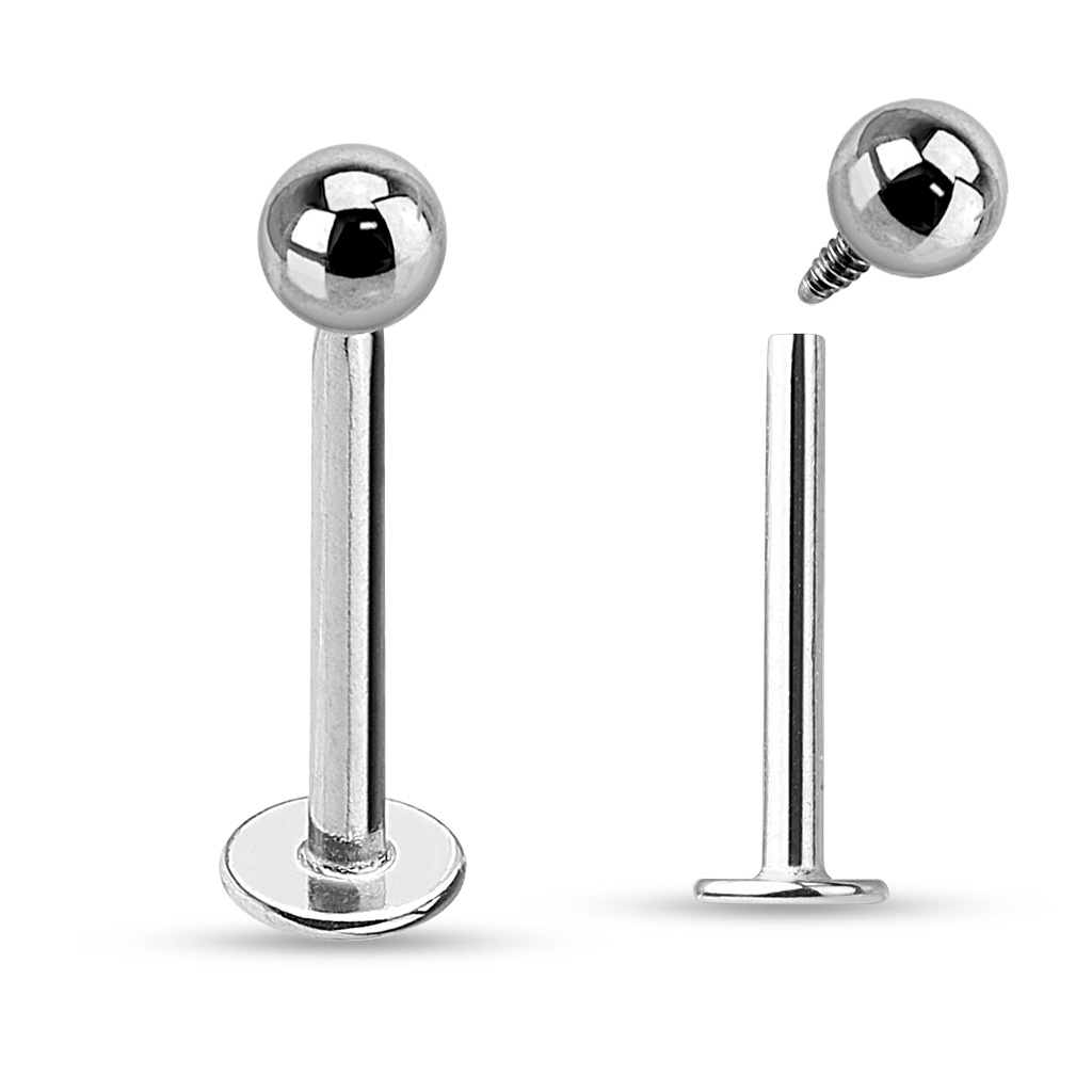 Labret af titanium med indvendigt gevind