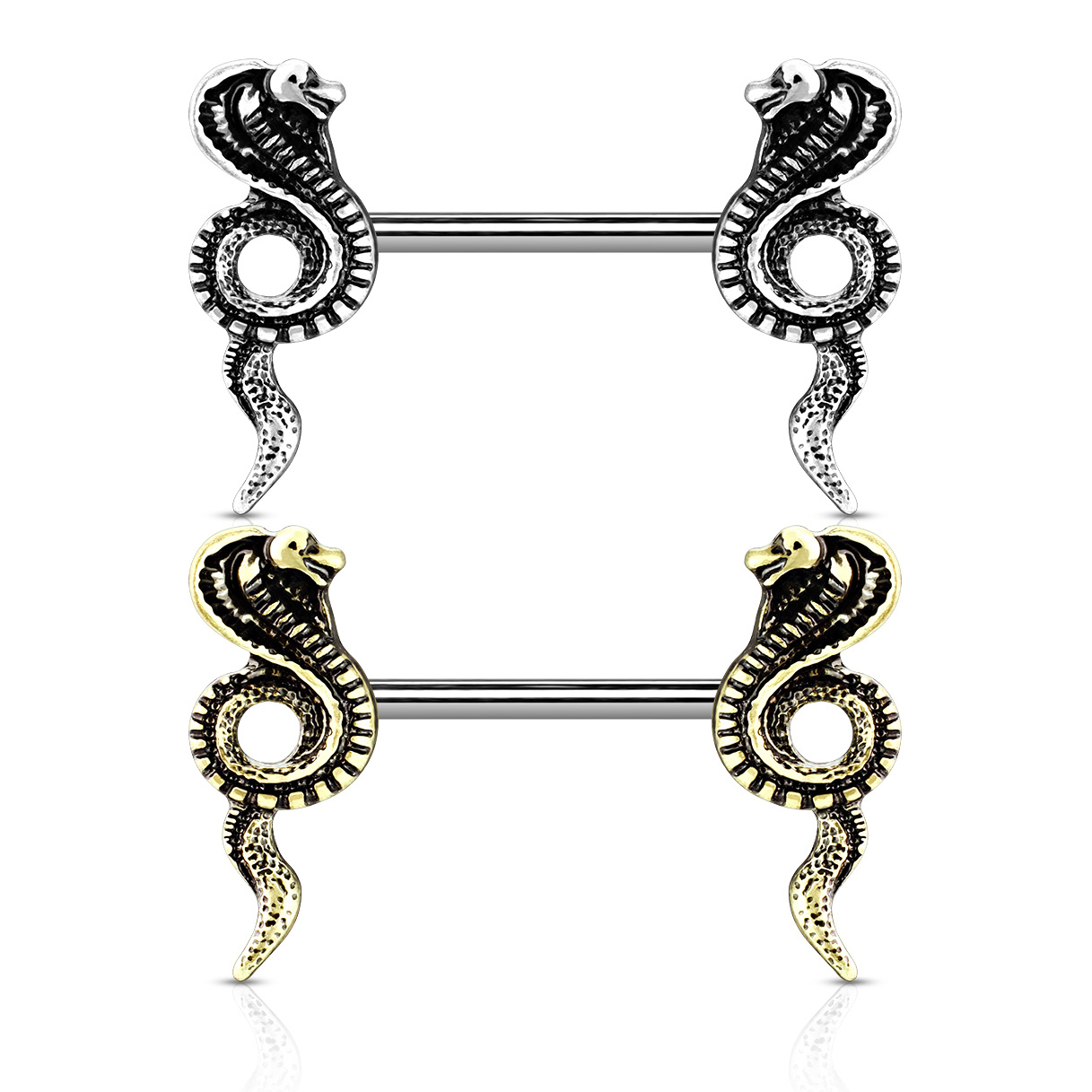 Brystpiercing med kobraslanger