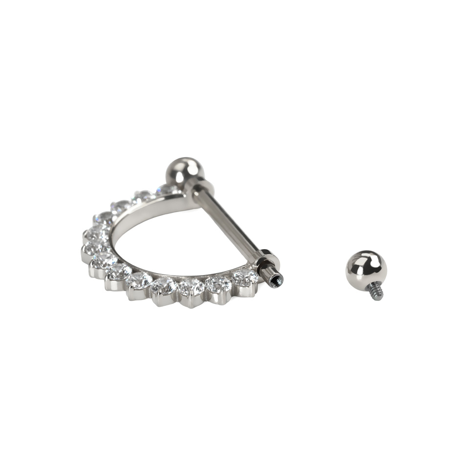 Nipple-stav af titanium med halvcirkel af CZ-sten