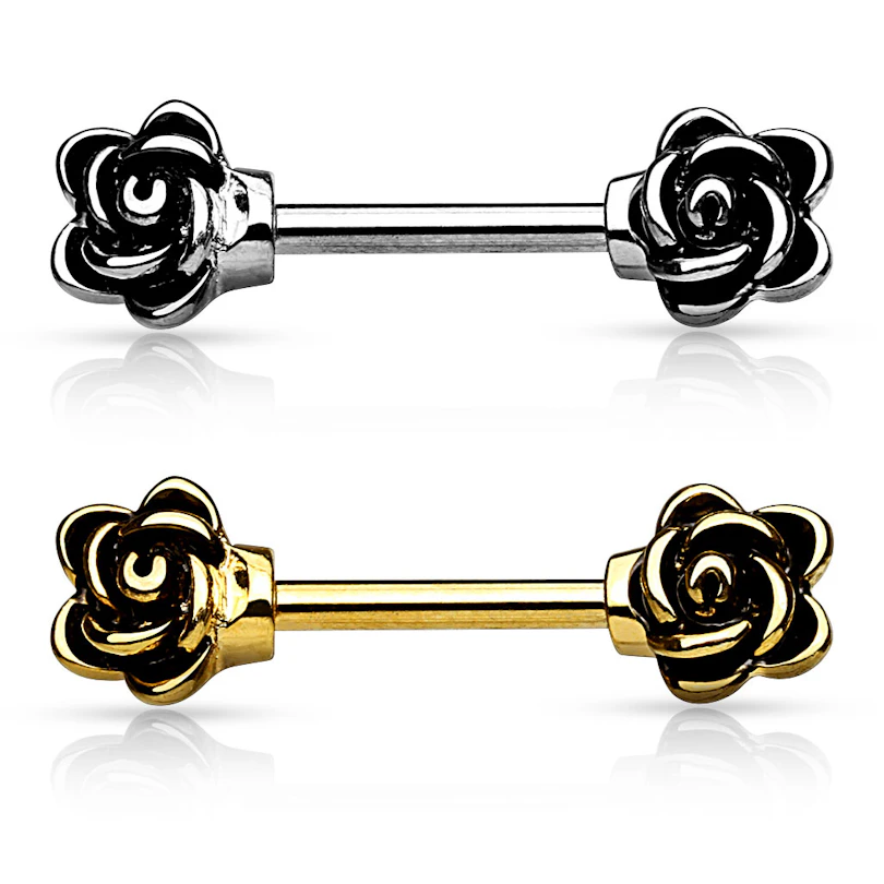 Brystpiercing med roser
