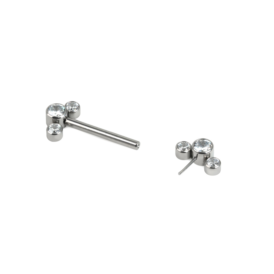 Push-in nipplepiercing med sten i forskellige farver