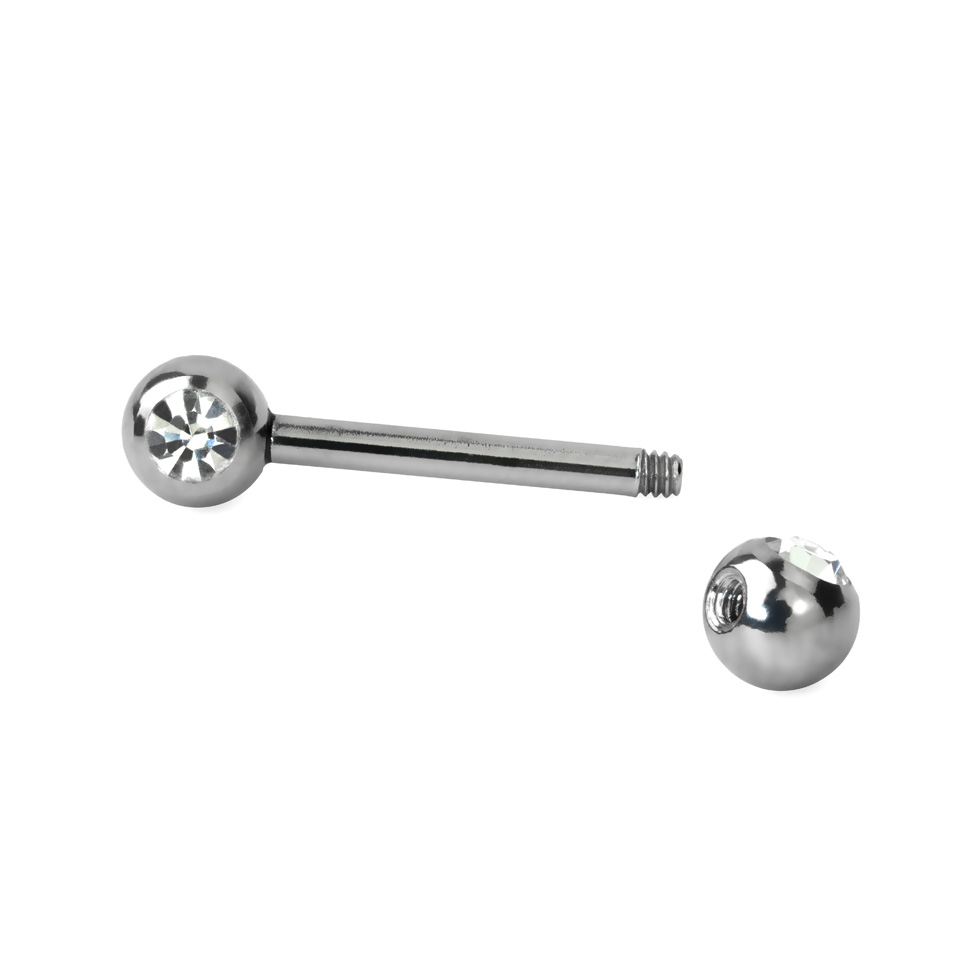 Brystpiercing med sten i flere farver