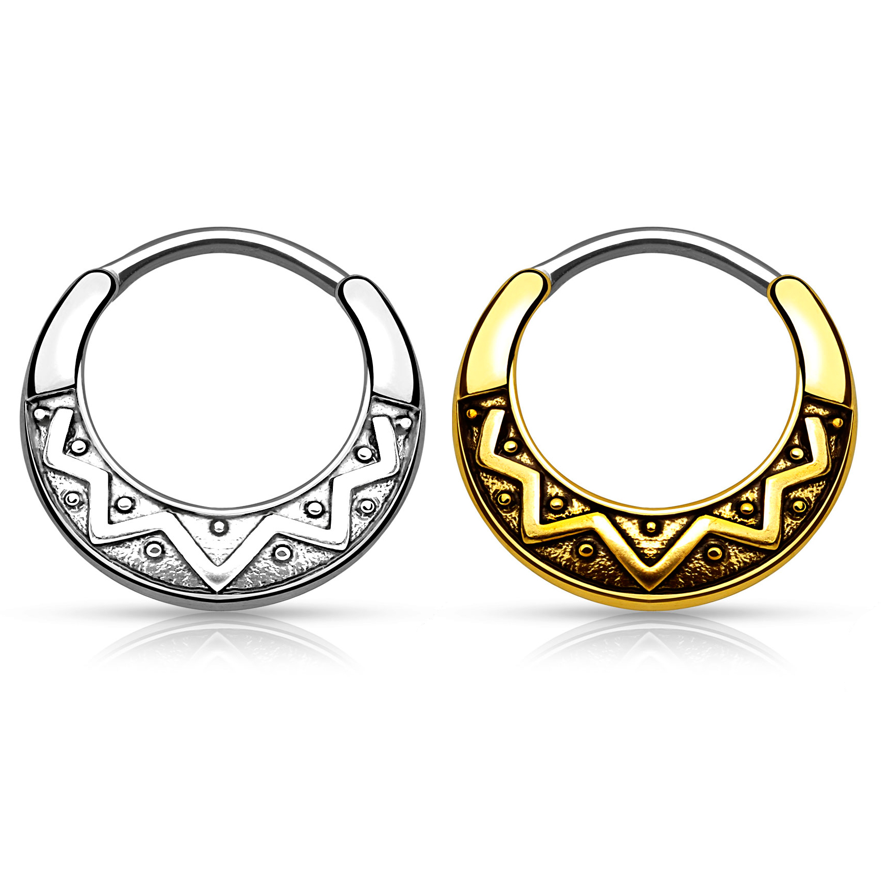 Septumpiercing med aztekisk design
