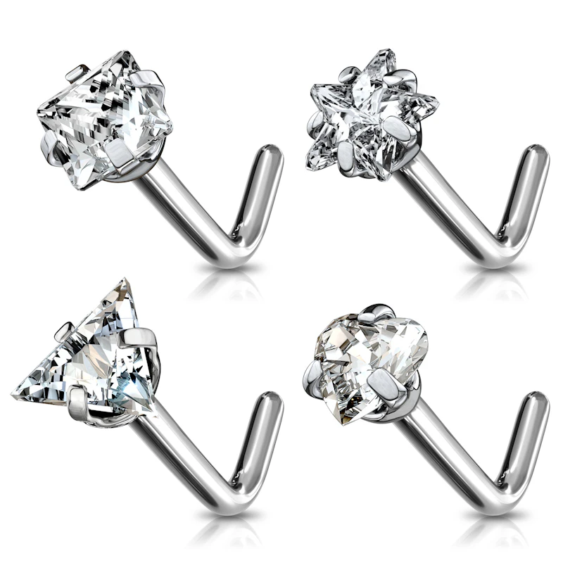 Næsepiercing af titanium med forskellige stendesigns