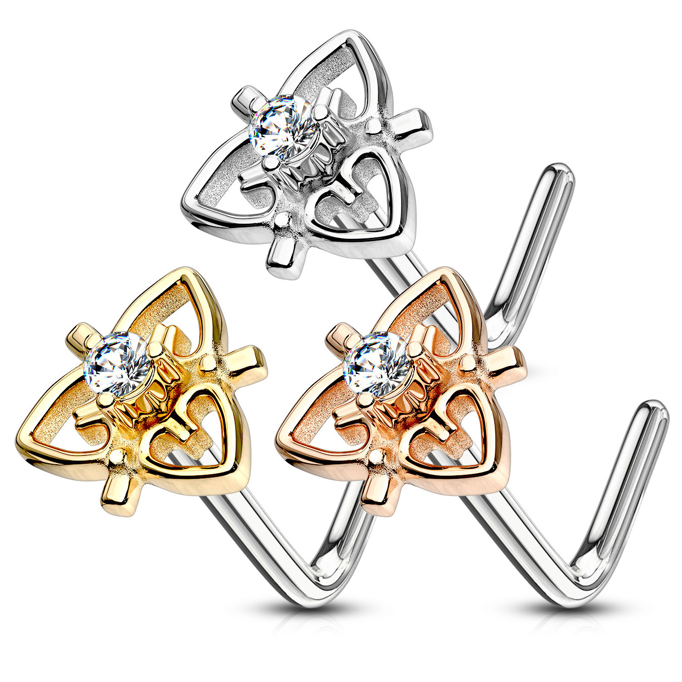 Næsepiercing med hjertefiligran og sten