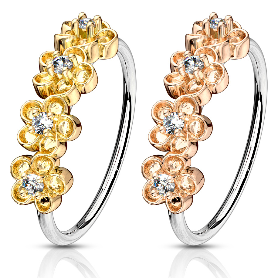 Simpel ring med 4 blomster på siden