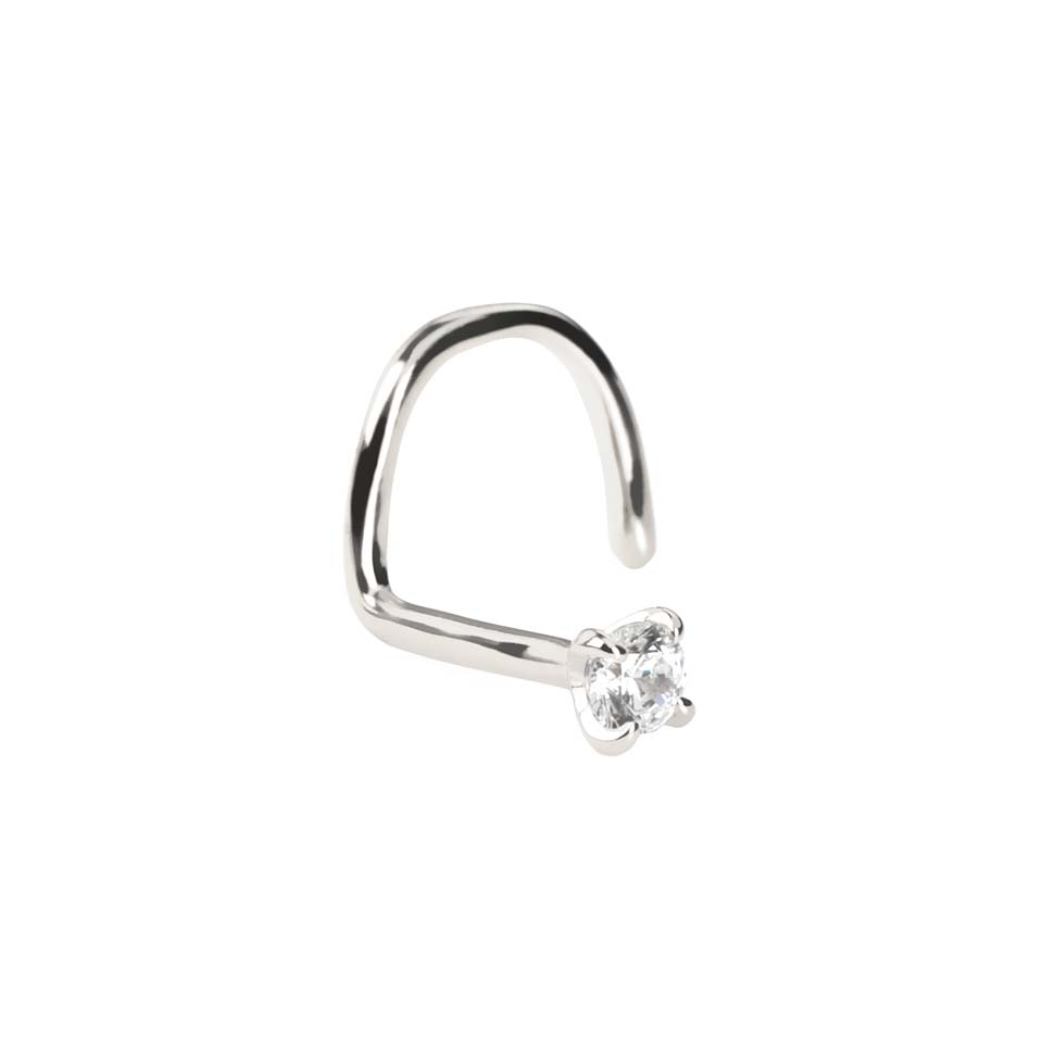 14 karat massiv guld næseskrue med sten