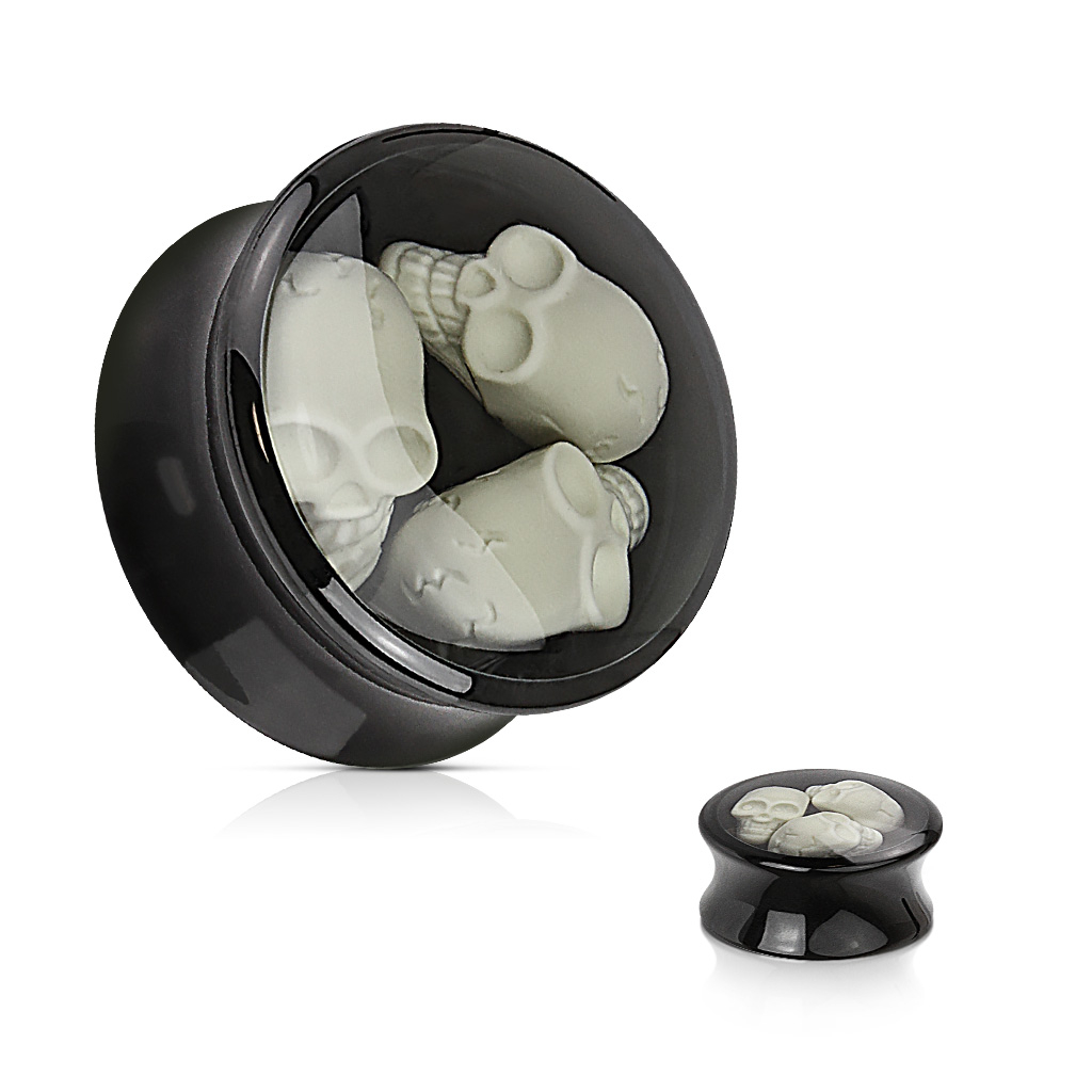 Plug af akryl med tre skulls