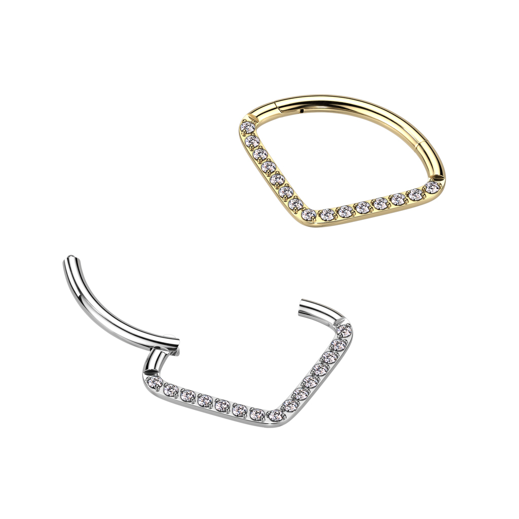 Chevronring af titanium med sten