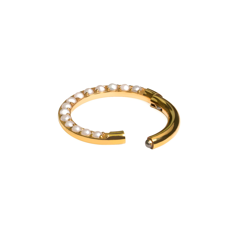 Titaniumring med perler foran