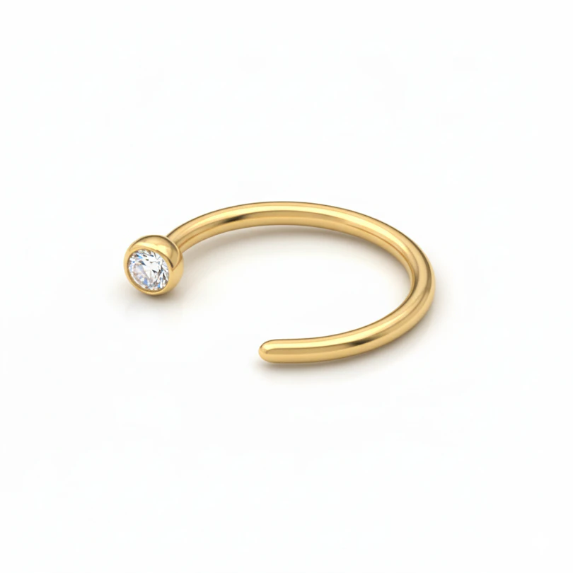 Åben ring af titanium med sten