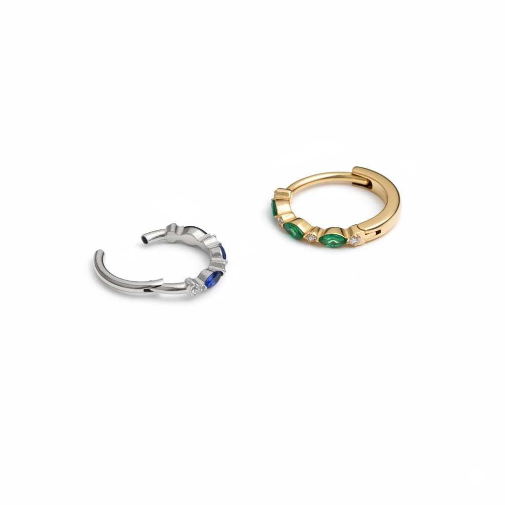 Titaniumring med farvede sten