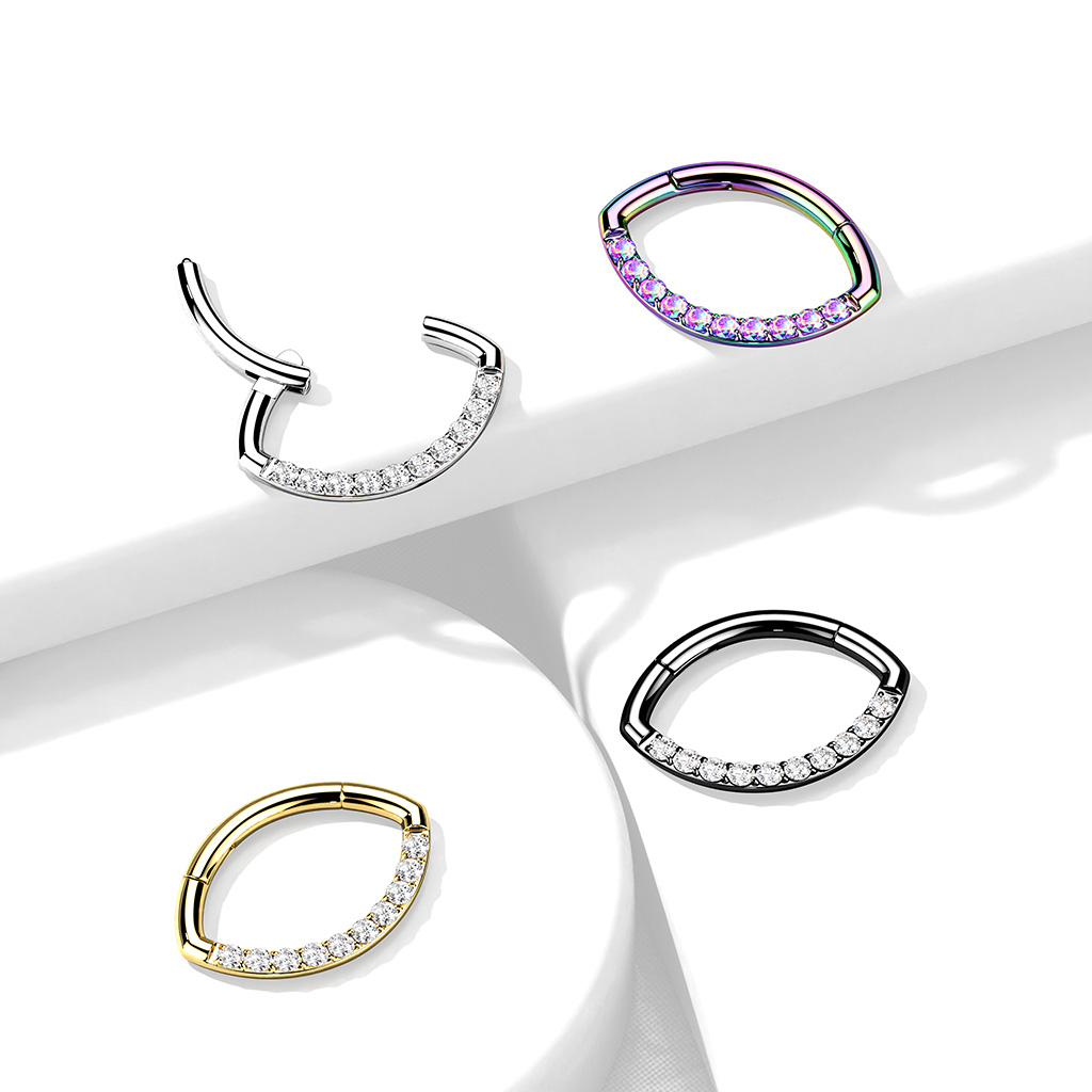 Hængslet oval ring med stenrække