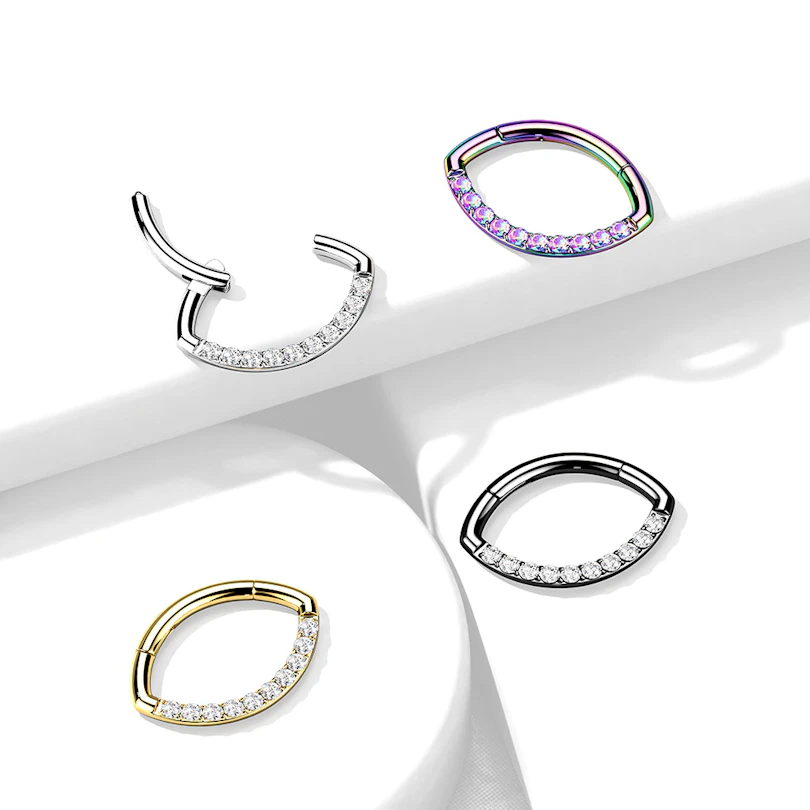 Hængslet oval ring med stenrække